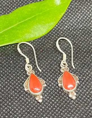 Picture of Pure Silver Earring With Natural Coral /Women/4Gram