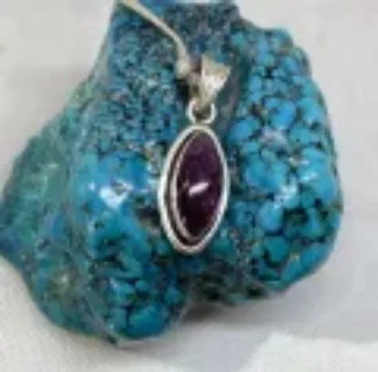 Picture of Pure Silver Pendant With Natural Tourmaline/ Unisex /5.7 Gram