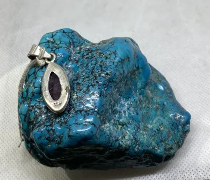 Picture of Pure Silver Pendant With Natural Tourmaline/ Unisex /5.7 Gram