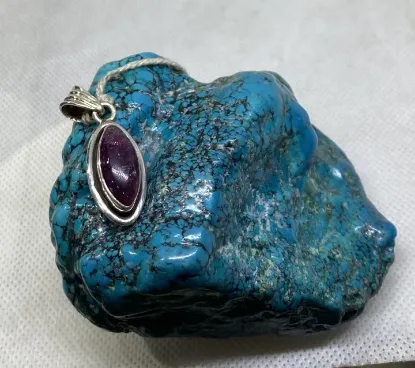 Picture of Pure Silver Pendant With Natural Tourmaline/ Unisex /5.7 Gram