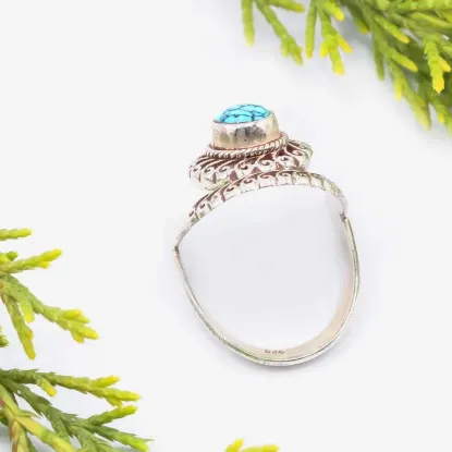Picture of Pure Silver Ring With Natural Turquoise/women/4.8Gram