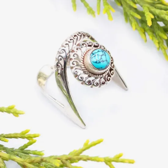 Picture of Pure Silver Ring With Natural Turquoise/women/4.8Gram