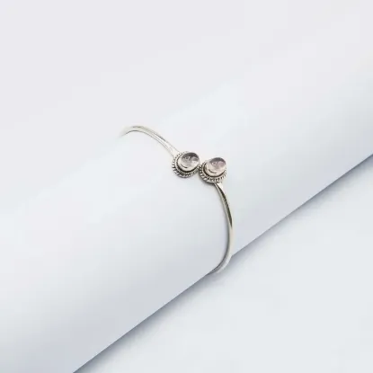 Picture of Pure Silver Bracelet With Natural Rose Quartz/Women/10.5 Gram