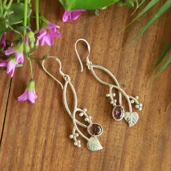 Picture of Pure Silver Earring With Natural Tourmaline For Women/ 5.5 Gram