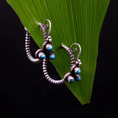 Picture of Pure Silver Earring With Natural Turquoise /Women/11 Gram