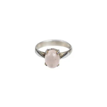 Picture of Pure Silver Ring With Natural Rose Quartz/Women/3.9 Gram