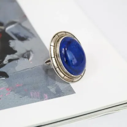 Picture of Pure Silver Lapis Lazuli Stoned Ring - Unisex
