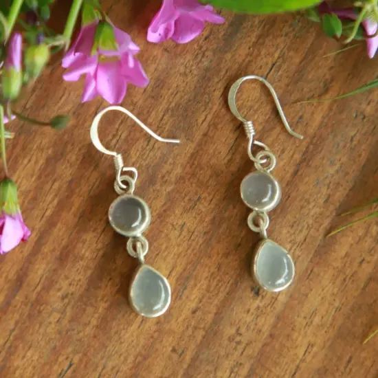Picture of Pure Silver Earring With Natural Moonstone For Women / 3.6 Gram