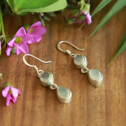 Picture of Pure Silver Earring With Natural Moonstone For Women / 3.6 Gram
