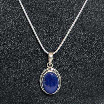 Picture of Pure Silver Necklace With Natural Lapis Lazuli Unisex / 13 Gram