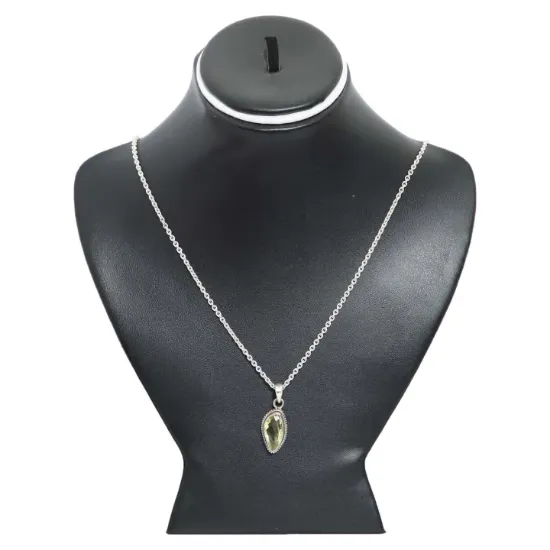 Picture of Pure Silver Necklace With Natural Lemon Topaz Unisex / 14.8 Grams