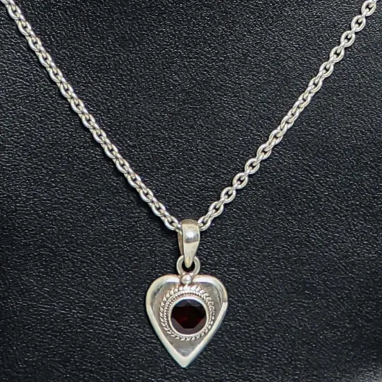 Picture of Pure Silver Necklace With Natural Garnet Unisex / 14 Gram