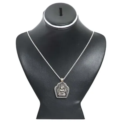 Picture of Pure Silver Necklace Set With Buddha Crafted / 26 Gram