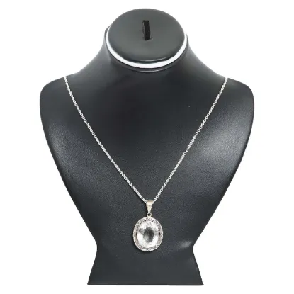 Picture of Pure Silver Necklace With Natural Mountain Crystal Unisex / 24 Gram