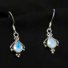Picture of Pure Silver Earring With Natural Rainbow Moonstone/Women/3.5Gram