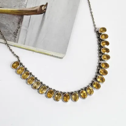 Picture of Yellow Topaz Pure Silver Necklace For Women
