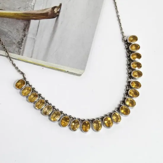 Picture of Yellow Topaz Pure Silver Necklace For Women