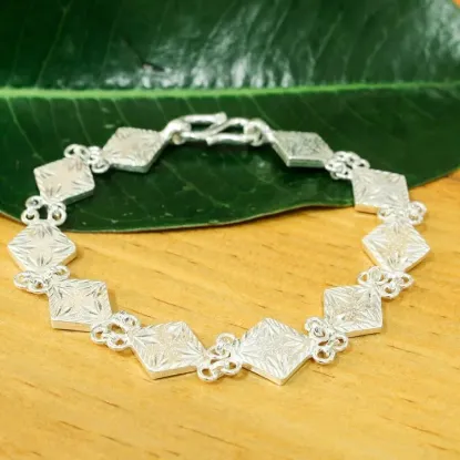 Picture of Silver Carved Design Bracelet For Men-13.90G