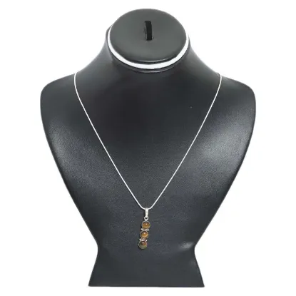 Picture of Pure Silver Necklace With Natural Tiger Eye Unisex / 7.3 Gram