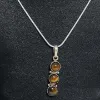 Picture of Pure Silver Necklace With Natural Tiger Eye Unisex / 7.3 Gram