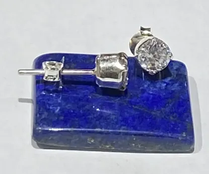 Picture of Pure Silver Ear Studs With Zirconia/Unisex/1.5 Gram