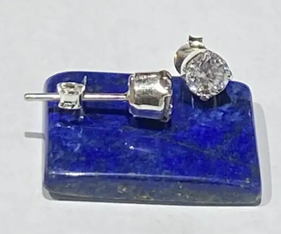 Picture of Pure Silver Ear Studs With Zirconia/Unisex/1.5 Gram