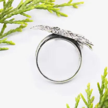 Picture of Pure Silver Ring With Natural Marcasite / 8.9 Gram
