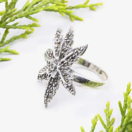 Picture of Pure Silver Ring With Natural Marcasite / 8.9 Gram