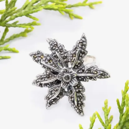 Picture of Pure Silver Ring With Natural Marcasite / 8.9 Gram