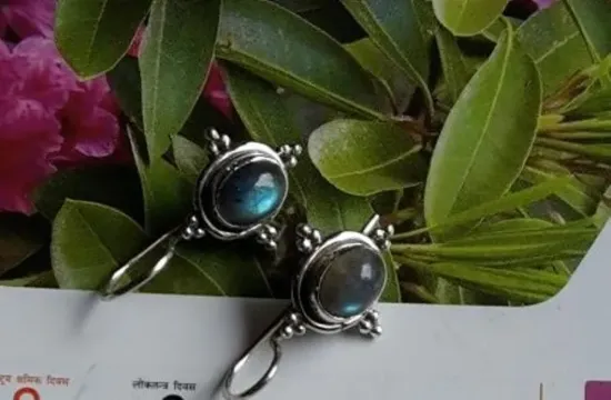 Picture of Pure Silver Earring With Natural Labrodorite / Women / 4.4 Gram