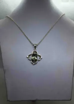 Picture of Pure Silver Necklace With Natural Green Amethyst/17.7 Gram