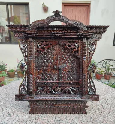 Picture of Large Size Ankhi Jhyal/Wooden Traditional Handcrafted Window/Ankhijhyal/Wall Decor/ Wall Hanging/ Handmade- 22 Inch by 21 Inch