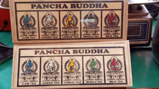 Picture of Pancha Buddha Tea, Ilam Tea, Green Tea, Lemon Tea, Masala Tea and Milk Tea, Product of Nepal, Lokta Paper Box