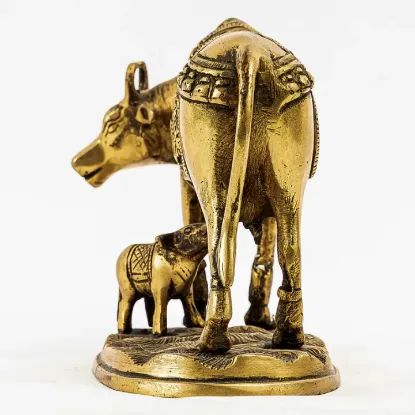 Picture of Saru Handicraft / Cow & Calf Statue / Metal Cow Statue