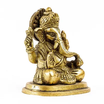 Picture of Saru Handicraft / Lord Ganesh Statue / Golden Small Lord Ganesh Statue / Brass / Murti