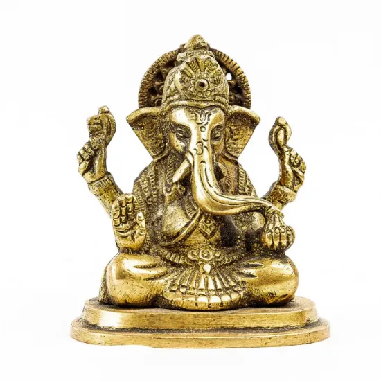 Picture of Saru Handicraft / Lord Ganesh Statue / Golden Small Lord Ganesh Statue / Brass / Murti