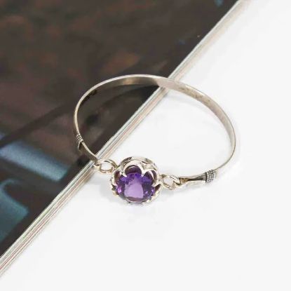 Picture of Pure silver bracelet with natural Amethyst/21.6gm