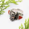 Picture of Pure Silver Bajra Design Ring With Natural Coral /Unisex/11.4 Gram