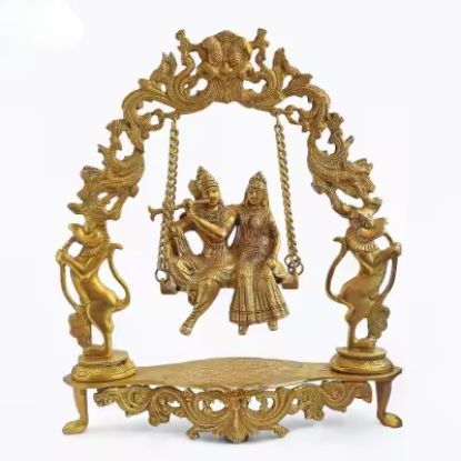Picture of Brass Radha Krishna Jhula | Radha Krishna Statue on Jhula