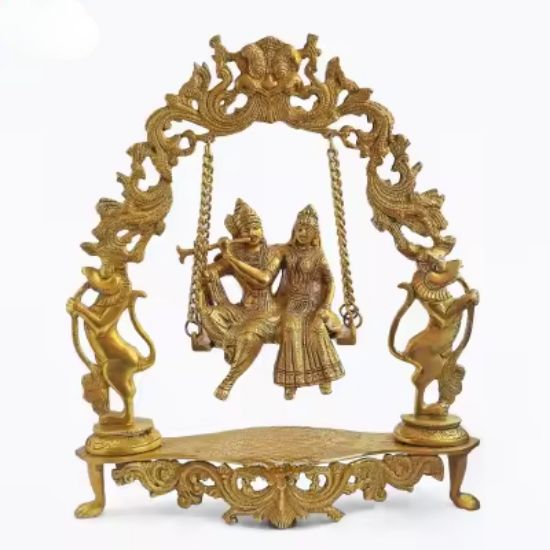 Picture of Brass Radha Krishna Jhula | Radha Krishna Statue on Jhula