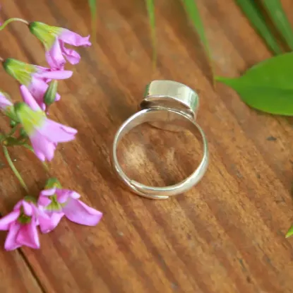 Picture of Pure Silver Ring With Natural Horn and Bone (YinYang) /4.5 Gram