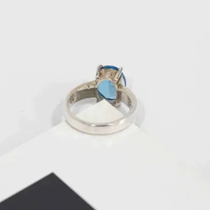 Picture of Pure Silver Ring With Natural Blue Topaz/5.9 gram