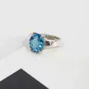 Picture of Pure Silver Ring With Natural Blue Topaz/5.9 gram