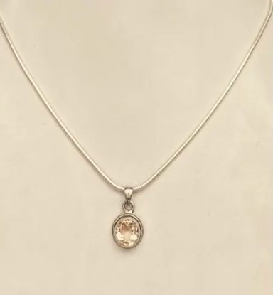 Picture of Pure Silver Necklace With Natural Yellow Topaz/Unisex/14 Gram