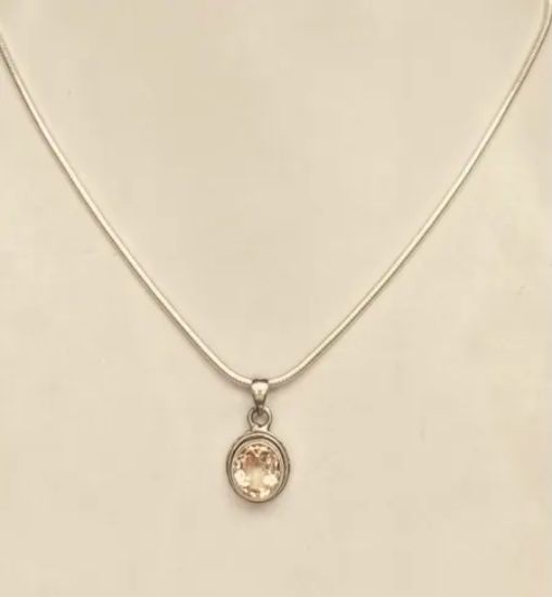 Picture of Pure Silver Necklace With Natural Yellow Topaz/Unisex/14 Gram