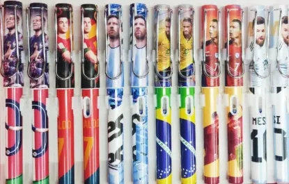 Picture of Football Player Printed Erasable Bullet Pen For Messi, Roalndo, Neyam & Mbappe (12 PCS)