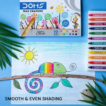 Picture of Doms Wax Crayon Set | 12 Assorted Shades | Non-Toxic