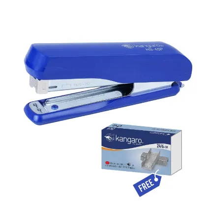 Picture of Kangaro Desk Essentials HS-45P All Metal Stapler | Free 24/6 Pin | Suitable For 30 Sheets | Sturdy & Durable | For Home, School & Office | Blue color