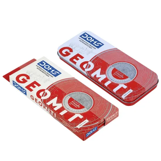 Picture of Doms Geomiti Mathematical Drawing Instrument Geometry Box-Red Color