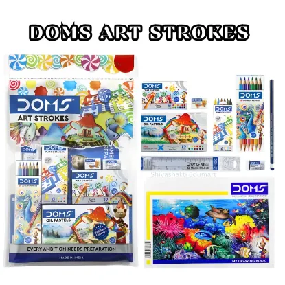 Picture of Doms Art Strokes Kit- 9 Items In 1 Kit | DOMS Value Art Set For Kids | Comprehensive Art Combination Kit